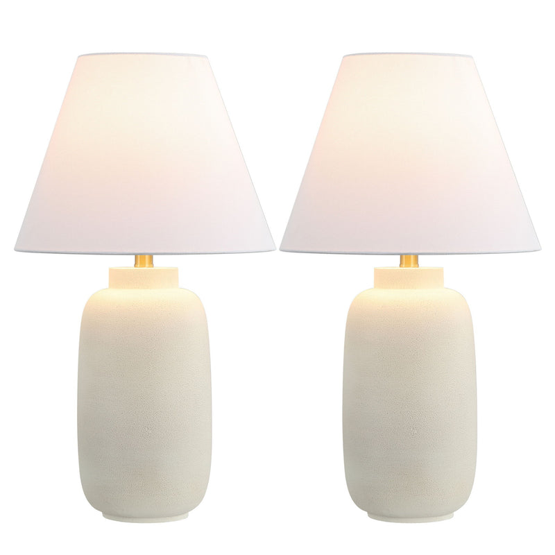 Table Lamps With Cone Shades (Set of 2) - Cream / White