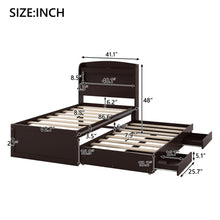 Load image into Gallery viewer, Platform Bed With LED Headboard, Charging Station, Trundle And 2 Drawers
