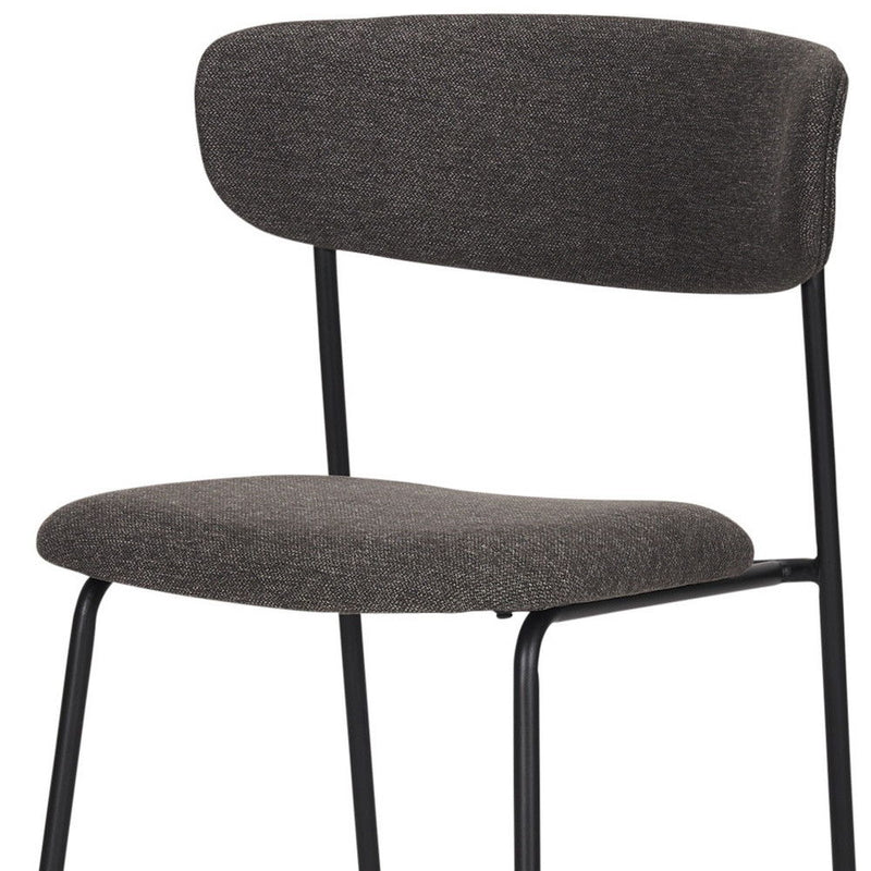 Upholstered Fabric Metal Open Back Dining Side Chair - Black