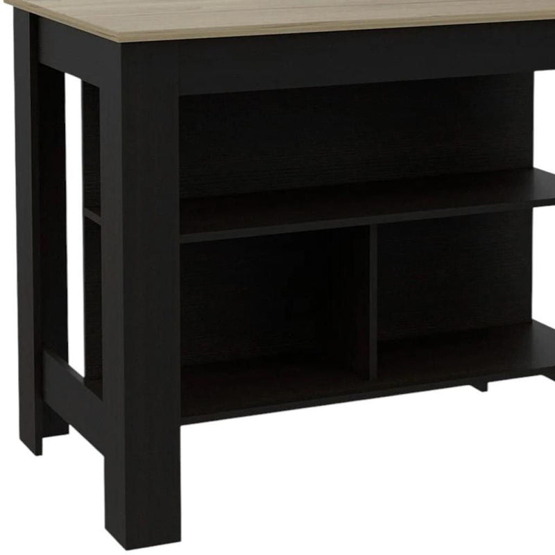 41" Kitchen Island With Storage - Natural / Black