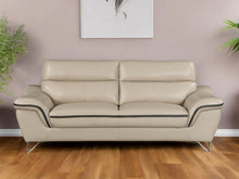 Load image into Gallery viewer, Silver Legs Leather Sofa - Beige
