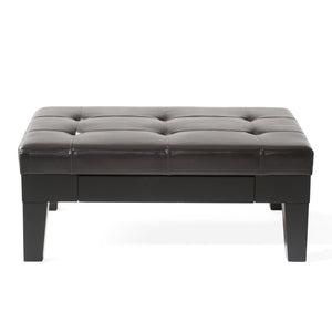 Chatham - Ottoman With Drawer Leather Storage Solution - Dark Coffee