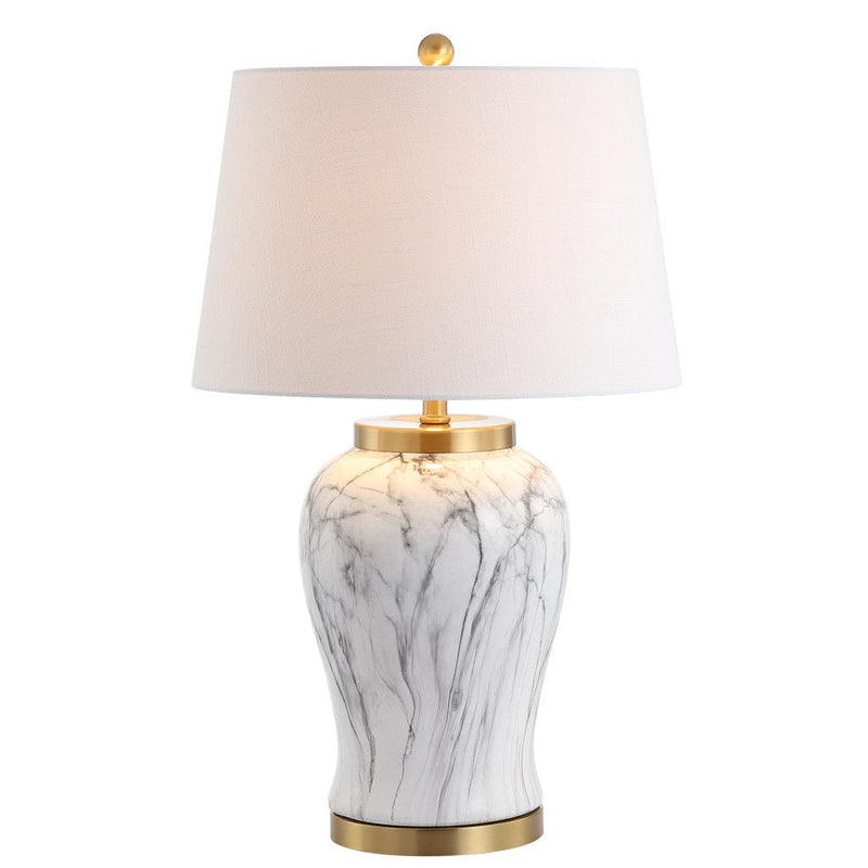 28" Urn Table Lamp With Empire Shade - White