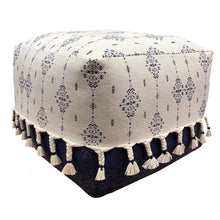 Load image into Gallery viewer, Square Cotton Ottoman - Blue
