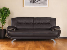 Load image into Gallery viewer, Leather Sofa With Silver Legs - Brown
