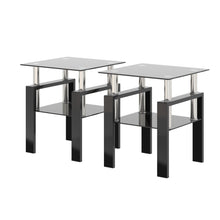 Load image into Gallery viewer, Modern Tempered Glass Tea Table, End Square Table For Living Room (Set of 2) - Black
