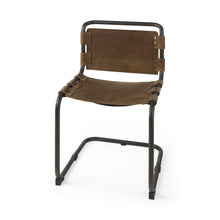 Load image into Gallery viewer, Leather Metal Open Back Dining Side Chair - Brown
