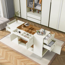 Load image into Gallery viewer, Modern Luxury Multi-Functional Island Vanity Dresser And Storage Cabinet With Glass Tabletop, Display Shelf, 6 Drawers For Walk In Wardrobe And Bedroom - Cream White
