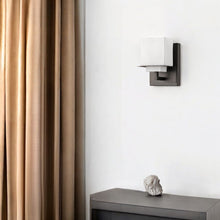Load image into Gallery viewer, One Light White Glass Wall Sconce - Bronze
