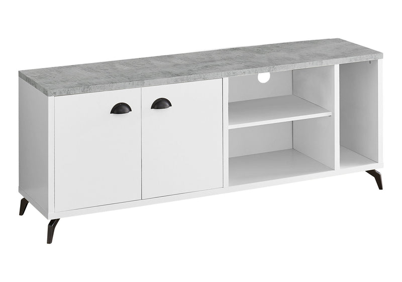 Cabinet Enclosed, Storage TV Stand - White