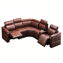 Load image into Gallery viewer, 6 Piece Modular Sectional Sofa With 2 Cup Holders, Adjustable Recliners - Dark Brown

