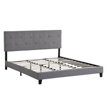 Load image into Gallery viewer, King Size Upholstered Platform Bed Frame With Button Tufted Fabric Headboard, No Box Spring Needed, Wood Slat Support
