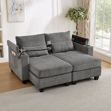 Load image into Gallery viewer, Convertible Chaise Lounge Sofa Chair With USB Ports, Cup Holders, Phone Holder And Storage
