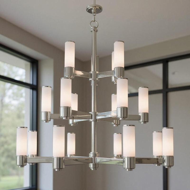 44" Multi Light Dimmable Chandelier With Shades - Nickel