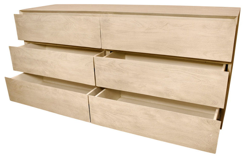 72" Solid Wood Six Drawer Double Dresser - Natural
