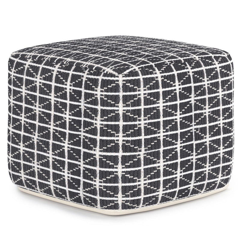 18" Cotton Pouf Ottoman - Gray