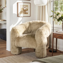 Load image into Gallery viewer, Avalon - Genuine Sheepskin Fur Split Barrel Back Accent Chair - Natural Blonde
