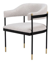 Load image into Gallery viewer, Upholstered Faux Fur Open Back Dining Arm Chair - Gray / Black / Gold
