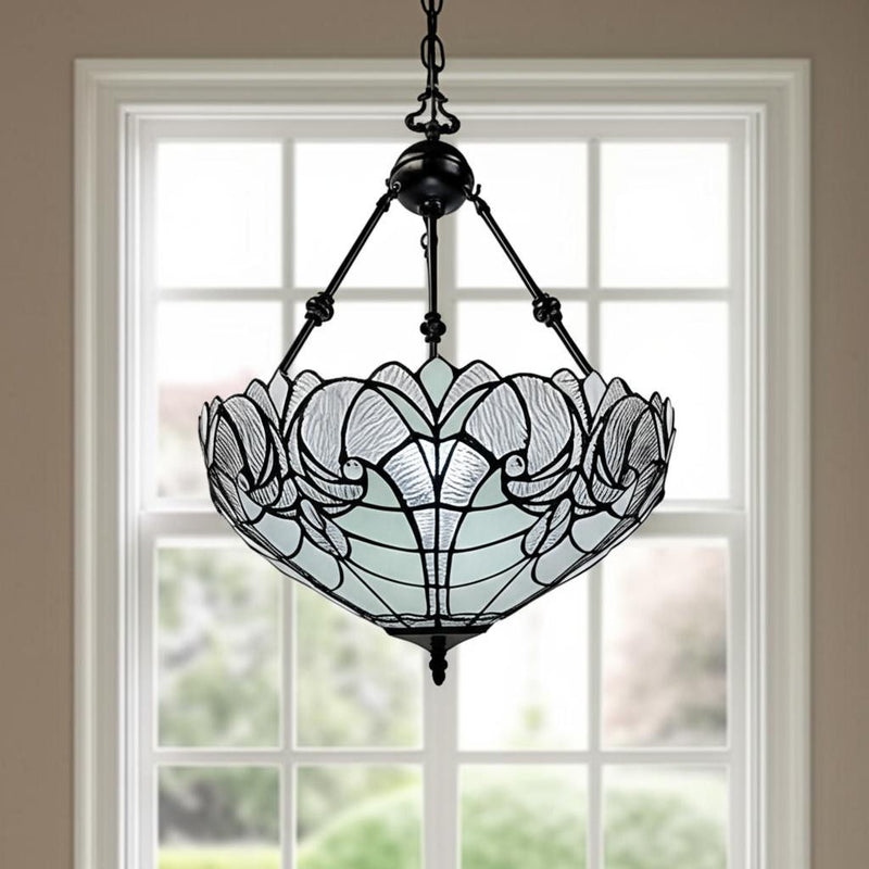 25'' Unique Statement Two Light Glass Dimmable Chandelier With Shades - Black / White