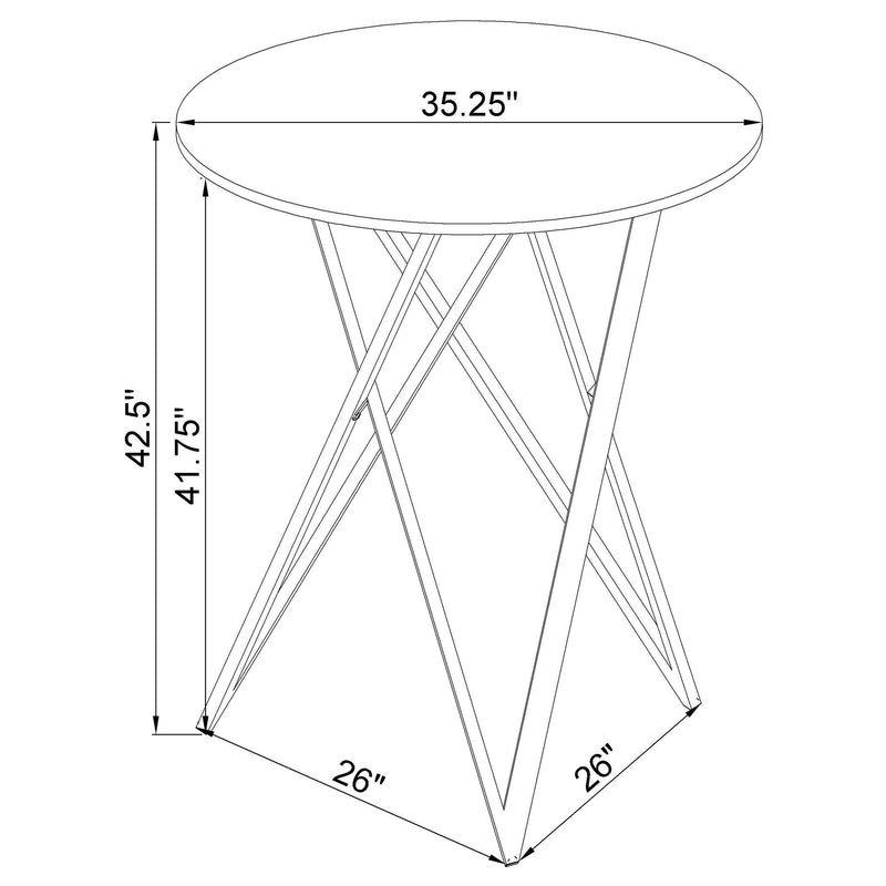 Halverson - Round Top Bar Table - White / Silver
