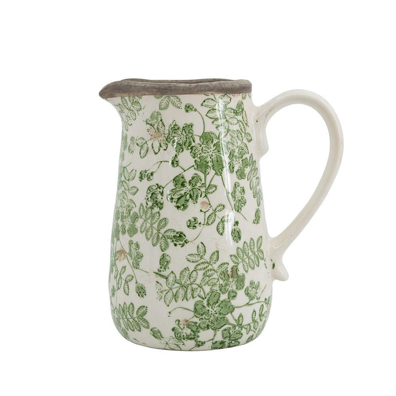 Leaf Round Jug Vase (574384) - Green / White