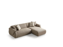Load image into Gallery viewer, Boucle L Shaped Two Piece Sofa Chaise Sectional With Toss Pillows - Taupe
