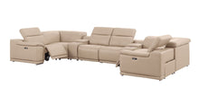 Load image into Gallery viewer, Leather Modular U-Shaped Eight Piece Corner Sectional With Console - Beige
