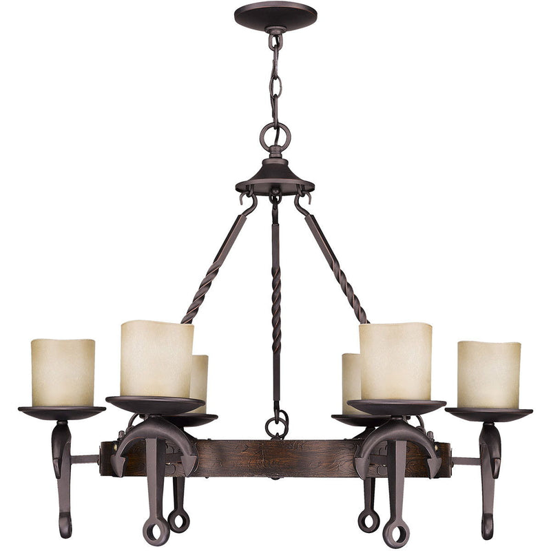 Six Light Resin Dimmable Chandelier With Shades - Bronze