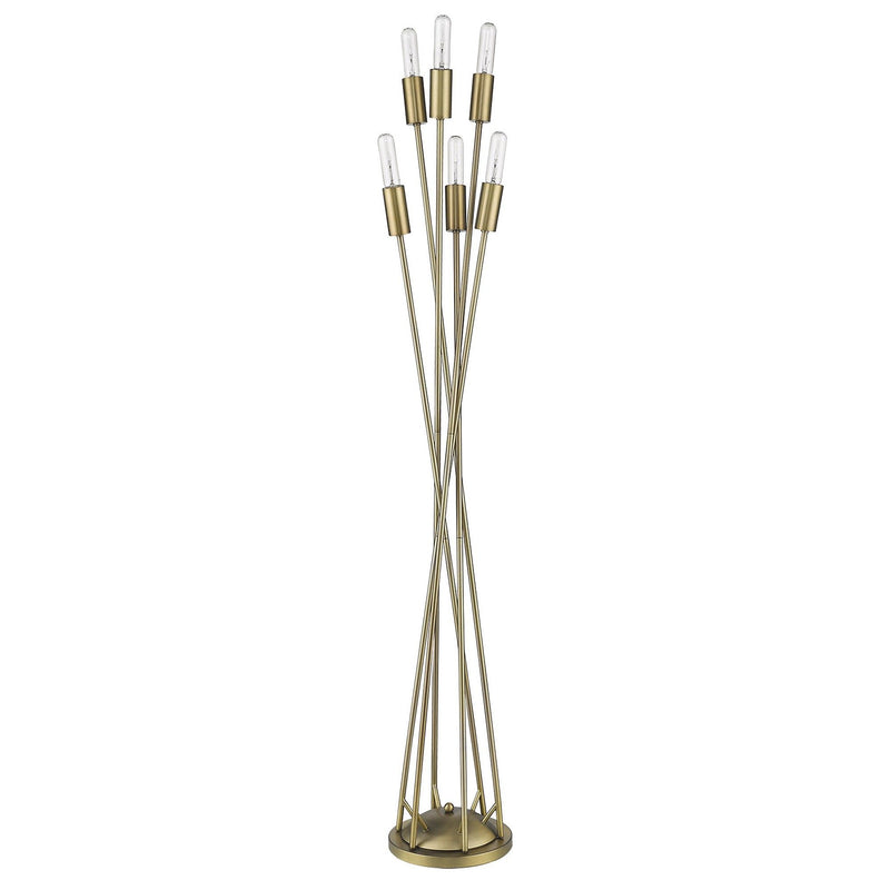 Six Light Torchiere Floor Lamp - Brass