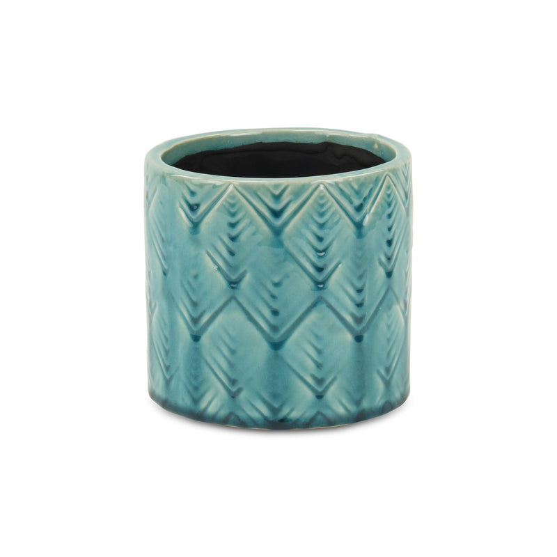 Geometric Round Pot Planter - Turquoise