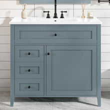 Load image into Gallery viewer, Bathroom Vanity With Sink, 3 Drawers &amp; Cabinet With Adjustable Shelves
