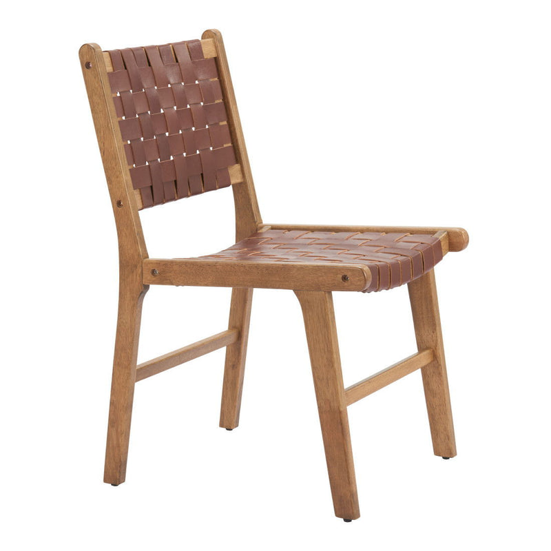 Leather Dining Side Chairs (Set of 2) - Brown