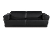 Load image into Gallery viewer, Leather Sofa - Black / Silver
