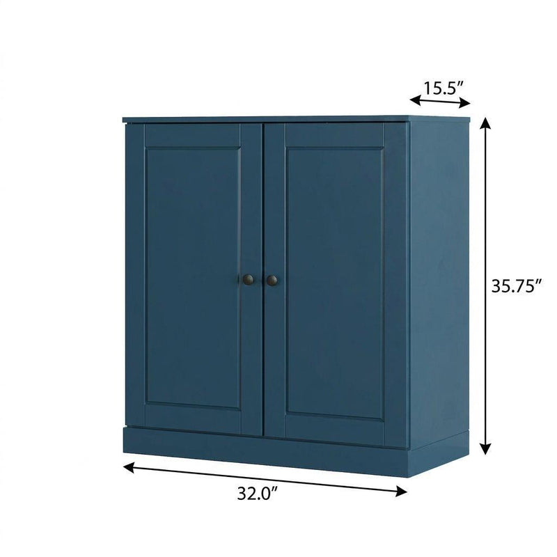 Twenty Pair Solid Woodshoe Storage Cabinet (752362) - Teal Blue