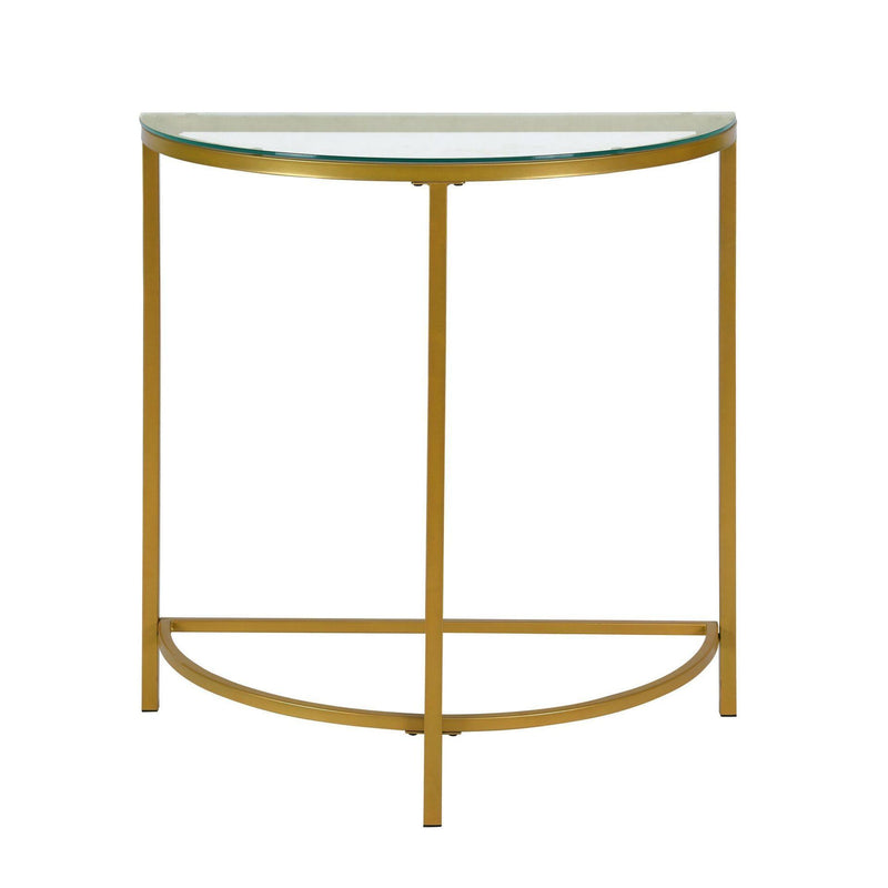 Clear And Glass And Iron Half Circle Three Leg Console Table - Gold