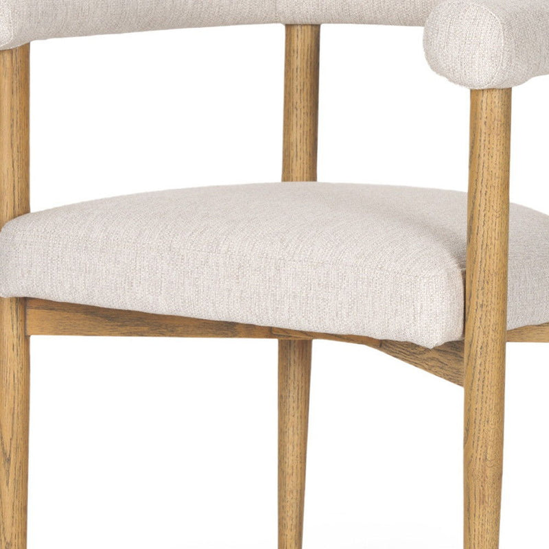 Upholstered Cushion Solid Wood Open Back Dining Arm Chair - Brown
