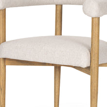 Load image into Gallery viewer, Upholstered Cushion Solid Wood Open Back Dining Arm Chair - Brown
