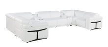Load image into Gallery viewer, Italian Leather Modular U Shaped 8 Piece Corner Sectional With Console - White
