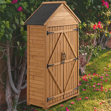 Load image into Gallery viewer, Outdoor Storage Cabinet, Garden Wood Tool Shed, Outside Wooden Shed Closet With Shelves And Latch For Yard
