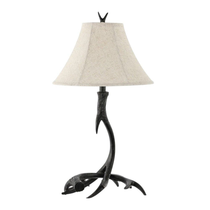 Antlers Table Lamp With Bell Shade - Black