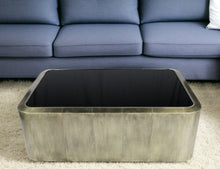 Load image into Gallery viewer, 54" Glass And Metal Solid Coffee Table - Black And Silver
