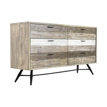 Load image into Gallery viewer, Multi Tonal Rustic Solid Wood Six Drawer Double Dresser - Natural / Ivory
