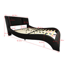 Load image into Gallery viewer, Faux Leather Upholstered Platform Bed Frame with led lighting, Bluetooth connection to play music control, Backrest vibration massage, Curve Design, Wood Slat Support, Exhibited Speakers,Queen
