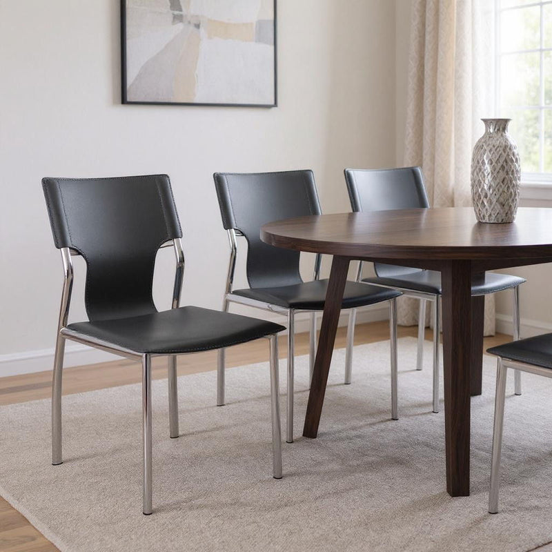 Leather Dining Side Chairs (Set of 4) - Gray / Silver