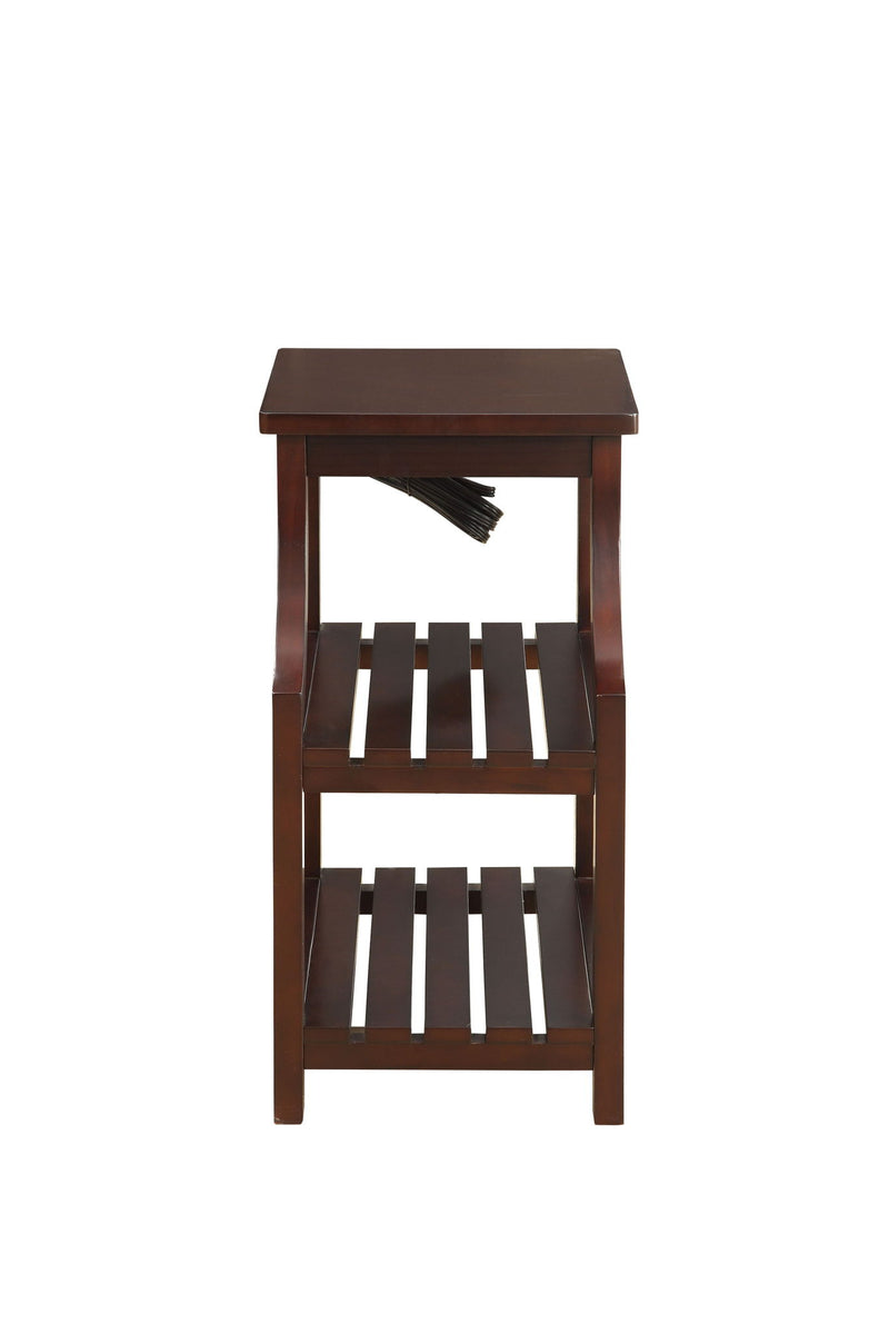 Wooden Usb Port Storage End Table - Espresso