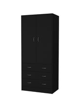 Load image into Gallery viewer, 71" Two Door Three Drawer Combo Dresser - Black
