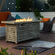 Load image into Gallery viewer, 54&quot; Propane Gas Fire Pit Table, 50000 Btu Rectangular Steel Fire Pit With Imitation Wood Grain For Outside Patio Deck Garden Courtyard - Light Beige
