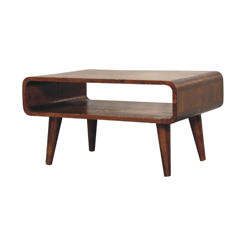 Solid Wood Enclosed Open Storage TV Stand (727851) - Brown