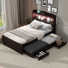Load image into Gallery viewer, Platform Bed With LED Headboard, Charging Station, Trundle And 2 Drawers
