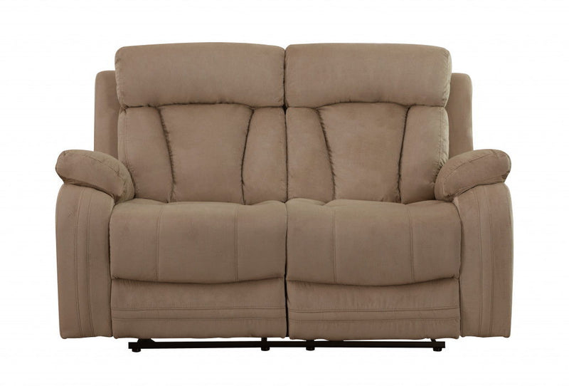 Leather Match Recliner Loveseat - Beige